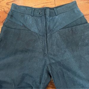 Cherad Vintage Leather Pant pinstripe Steel Blue high waisted Small